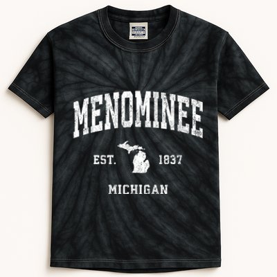 Menominee Michigan Mi Vintage Athletic Sports Kids Tie-Dye T-Shirt