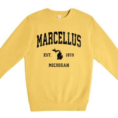 Marcellus Michigan Mi Vintage Established Athletic Sports Design Premium Crewneck Sweatshirt