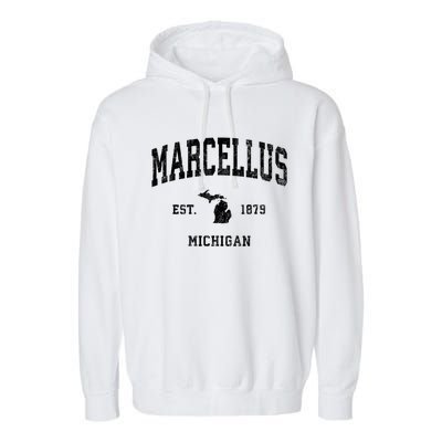 Marcellus Michigan Mi Vintage Established Athletic Sports Design Garment-Dyed Fleece Hoodie