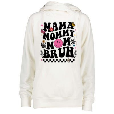 Mama Mommy Mom Bruh Retro Smile Face Womens Funnel Neck Pullover Hood