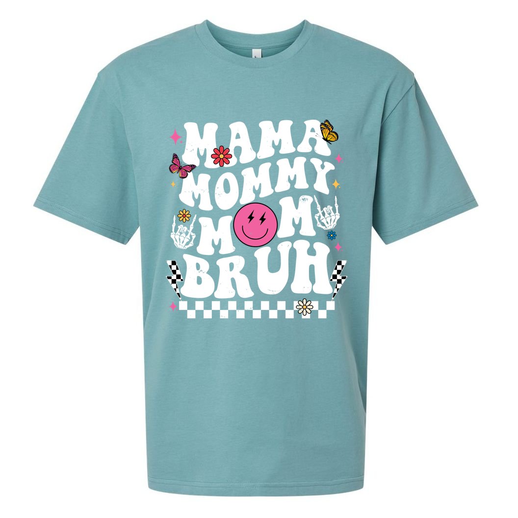Mama Mommy Mom Bruh Retro Smile Face Sueded Cloud Jersey T-Shirt