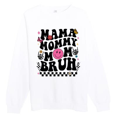 Mama Mommy Mom Bruh Retro Smile Face Premium Crewneck Sweatshirt