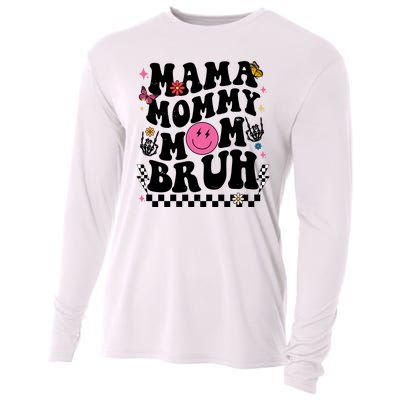 Mama Mommy Mom Bruh Retro Smile Face Cooling Performance Long Sleeve Crew