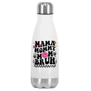 Mama Mommy Mom Bruh Retro Smile Face Stainless Steel Insulated Water Bottle