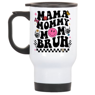 Mama Mommy Mom Bruh Retro Smile Face Stainless Steel Travel Mug