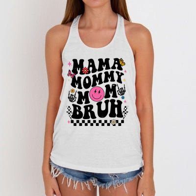 Mama Mommy Mom Bruh Retro Smile Face Women's Knotted Racerback Tank