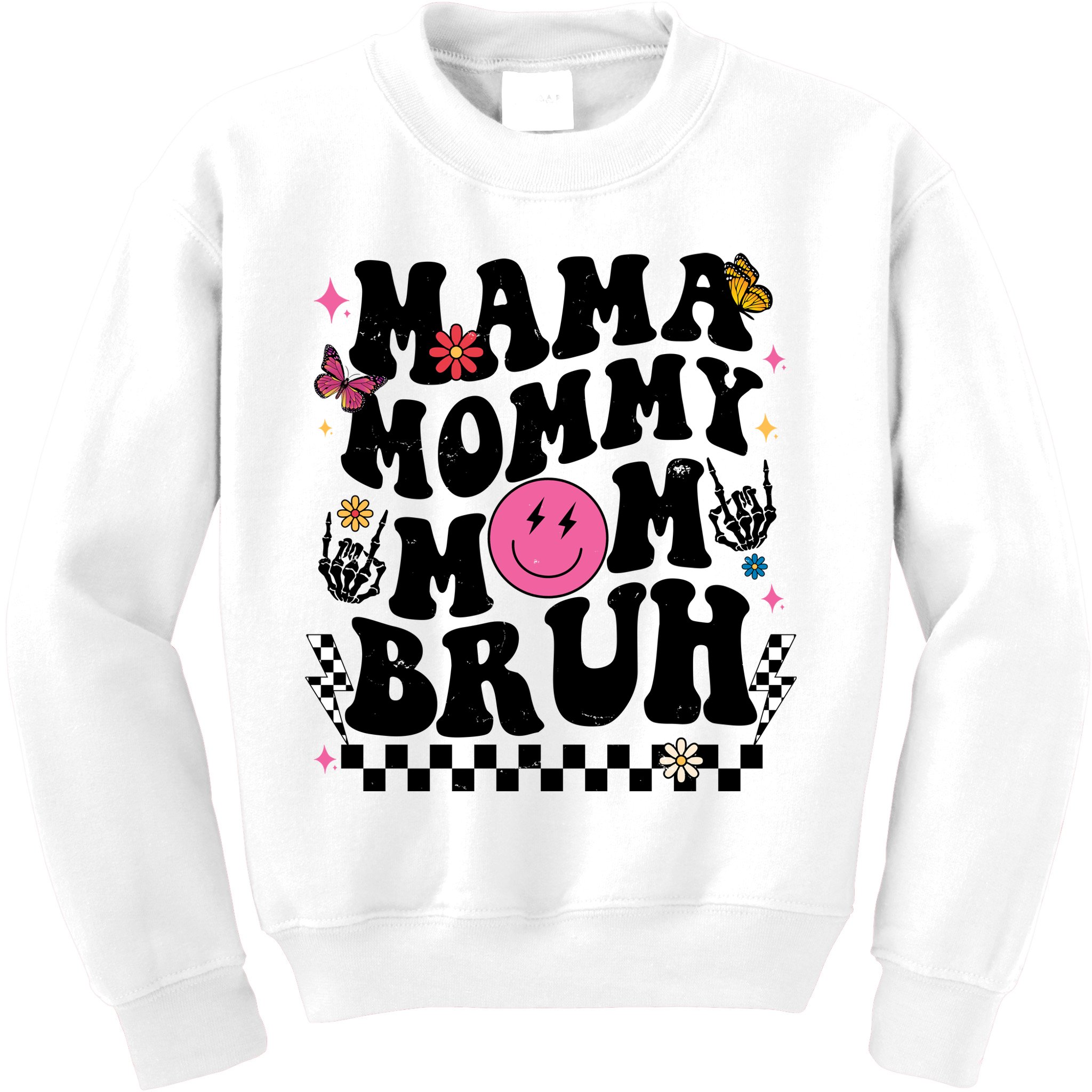 Mama Mommy Mom Bruh Retro Smile Face Kids Sweatshirt