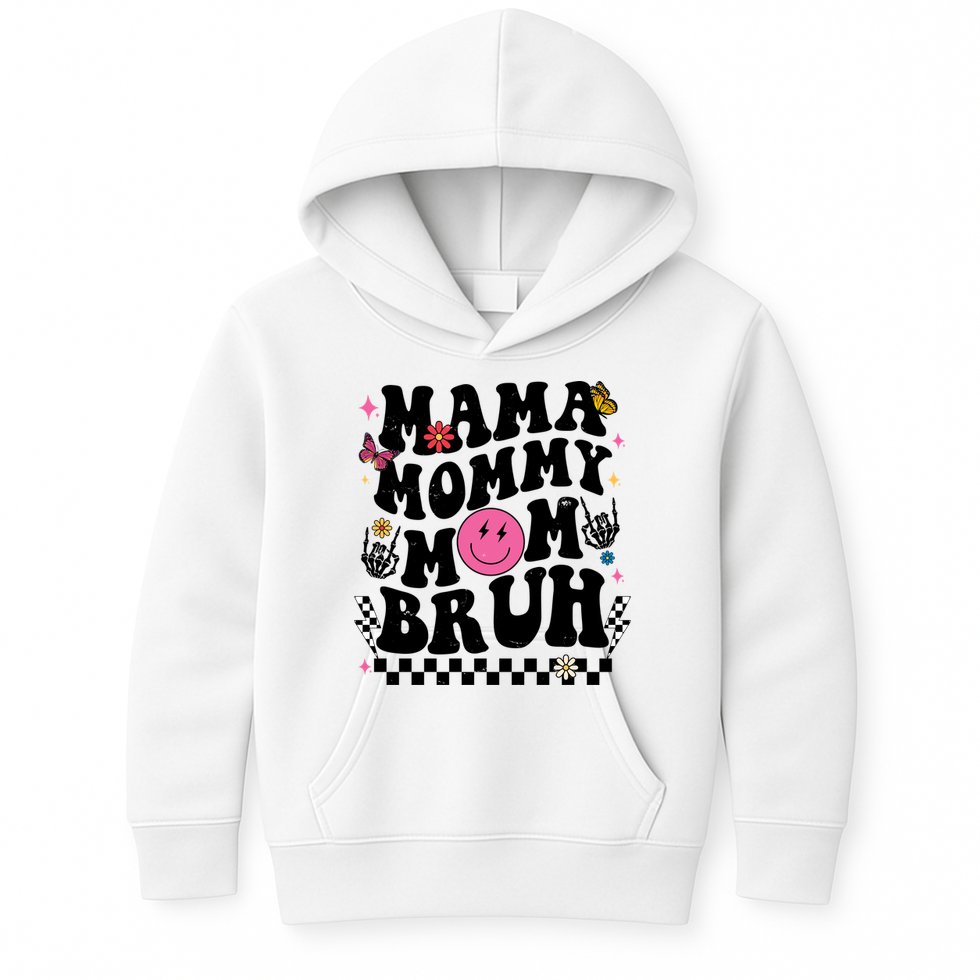 Mama Mommy Mom Bruh Retro Smile Face Kids Hoodie