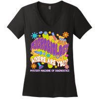 Microbiology Mystery Machine Of Diagnostics Lab Week 2025 Women's V-Neck T-Shirt