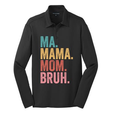 Ma Mama Mom Bruh Mothers Day Funny Vintage For Mother Gift Silk Touch Performance Long Sleeve Polo