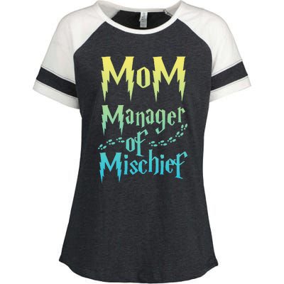 Magical Mom Manager of Mischief Enza Ladies Jersey Colorblock Tee