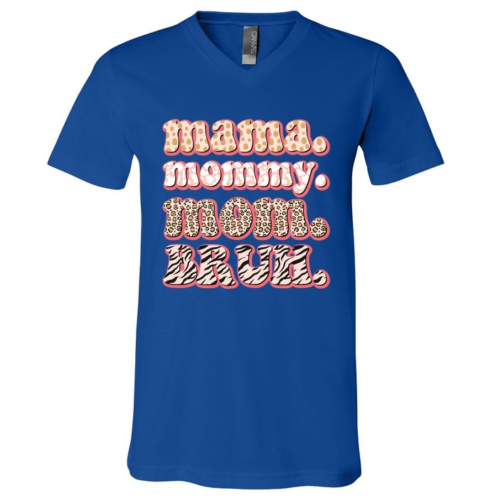 Mama Mommy Mom Bruh Vintage Leopard Great Gift V-Neck T-Shirt