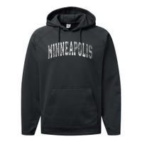 Minneapolis Minnesota Mn Vintage Performance Fleece Hoodie