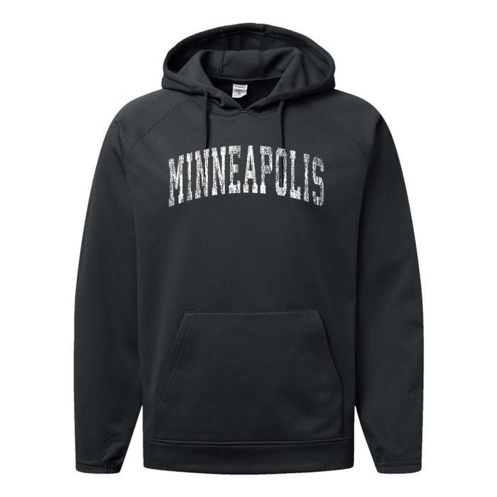 Minneapolis Minnesota Mn Vintage Performance Fleece Hoodie