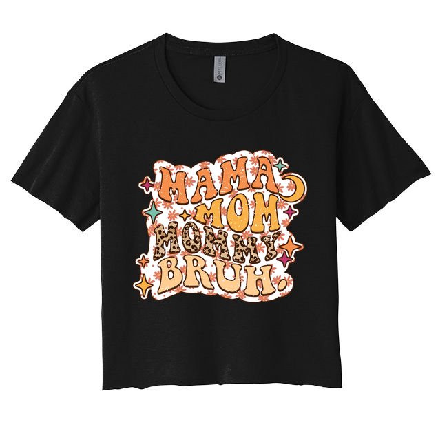 Mama Mom Mommy Brush Leopard Gift For Mother's Day Crop Top
