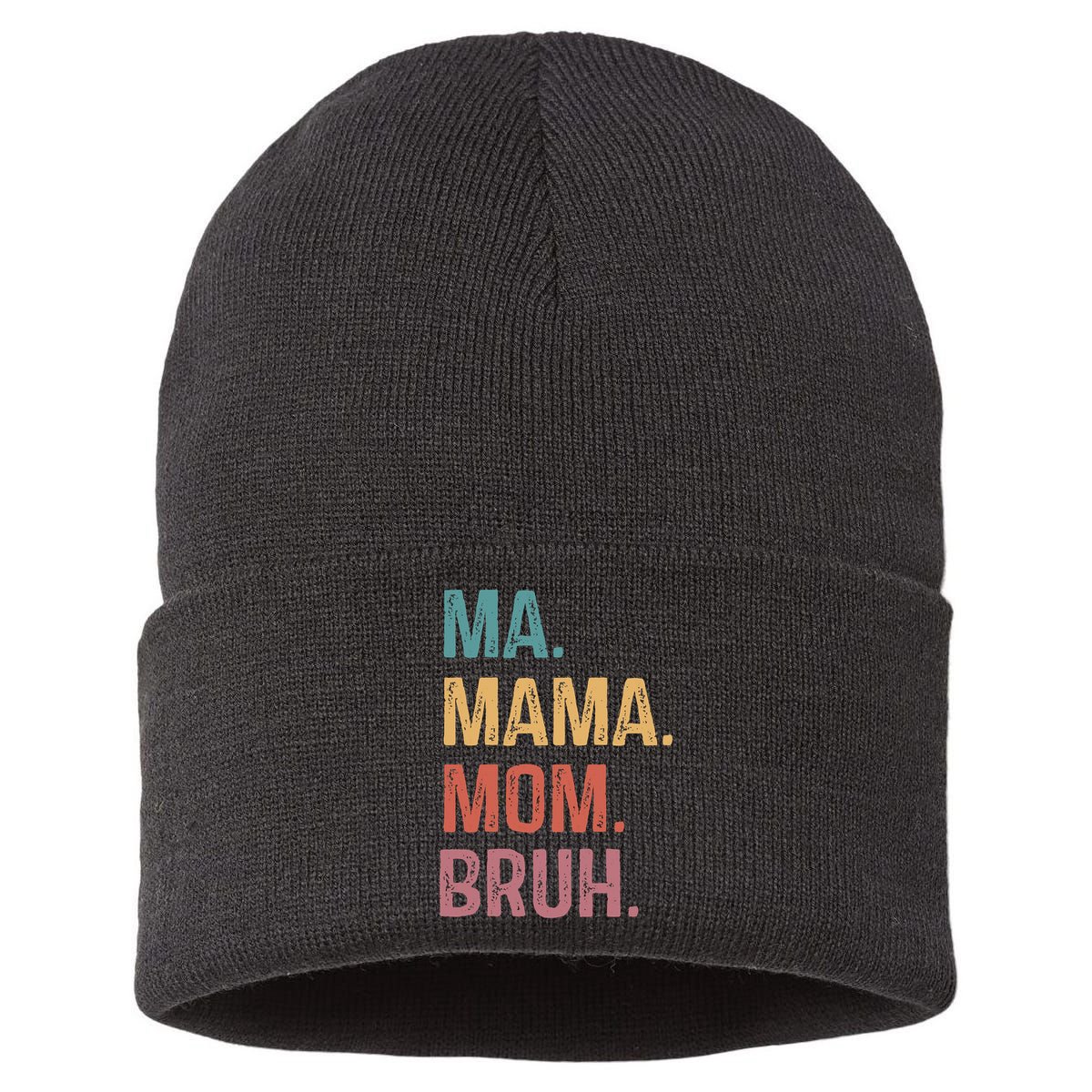 Ma Mama Mom Bruh Mommy Funny Saying Mother Sustainable Knit Beanie
