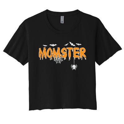 Momster Mom Mommy Matching Family Halloween Costume Women's Crop Top Tee