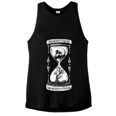Memento Mori Memento Vivere Skull Design Stoic Memento Mori Ladies PosiCharge Tri-Blend Wicking Tank