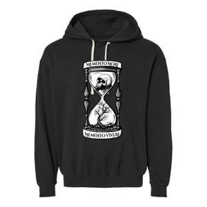 Memento Mori Memento Vivere Skull Design Stoic Memento Mori Garment-Dyed Fleece Hoodie