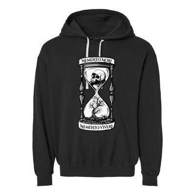 Memento Mori Memento Vivere Skull Design Stoic Memento Mori Garment-Dyed Fleece Hoodie