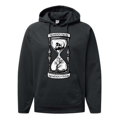 Memento Mori Memento Vivere Skull Design Stoic Memento Mori Performance Fleece Hoodie