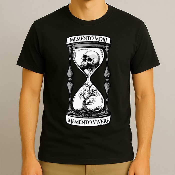 Memento Mori Memento Vivere Skull Design Stoic Memento Mori T-Shirt