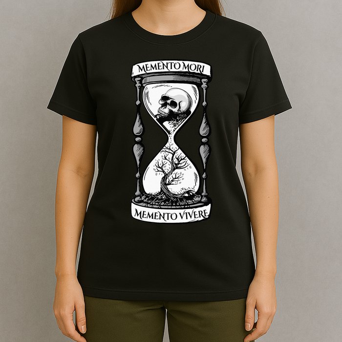 Memento Mori Memento Vivere Skull Design Stoic Memento Mori T-Shirt
