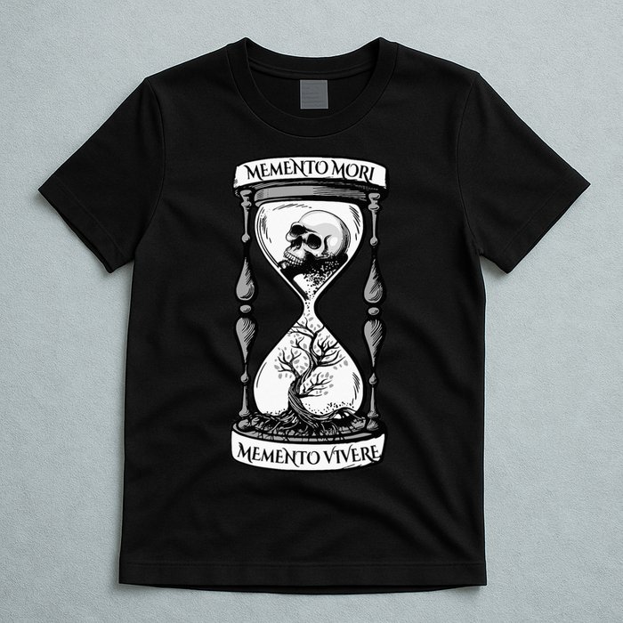 Memento Mori Memento Vivere Skull Design Stoic Memento Mori T-Shirt