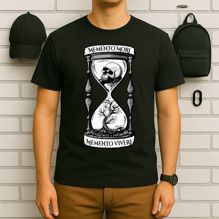 Memento Mori Memento Vivere Skull Design Stoic Memento Mori T-Shirt