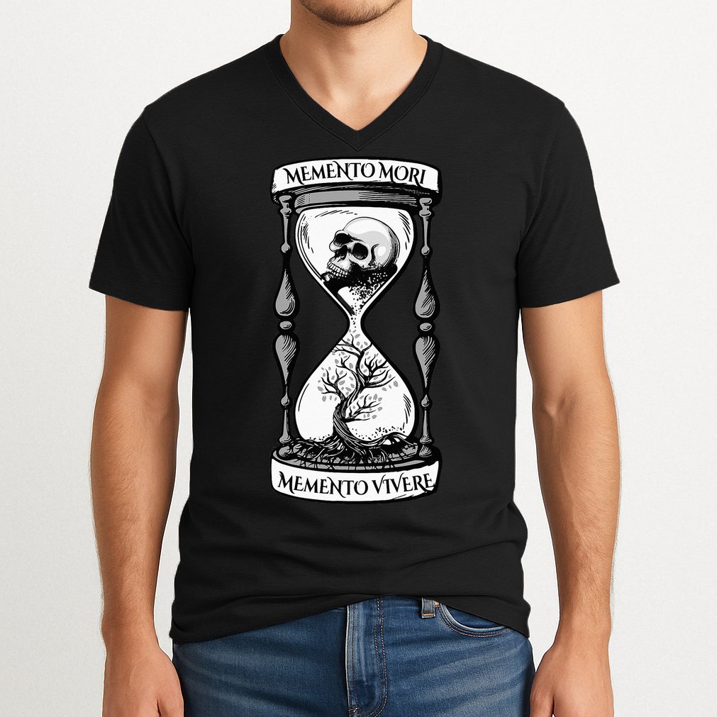 Memento Mori Memento Vivere Skull Design Stoic Memento Mori V-Neck T-Shirt