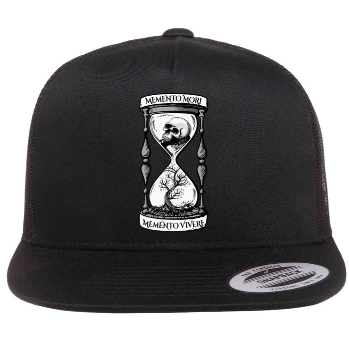 Memento Mori Memento Vivere Skull Design Stoic Memento Mori Flat Bill Trucker Hat