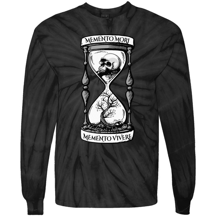 Memento Mori Memento Vivere Skull Design Stoic Memento Mori Tie-Dye Long Sleeve Shirt