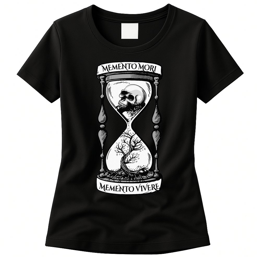 Memento Mori Memento Vivere Skull Design Stoic Memento Mori Womens T-Shirt