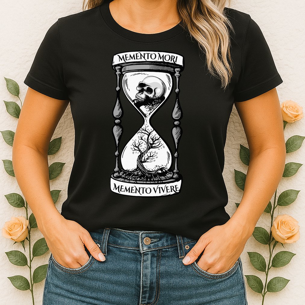 Memento Mori Memento Vivere Skull Design Stoic Memento Mori Womens T-Shirt