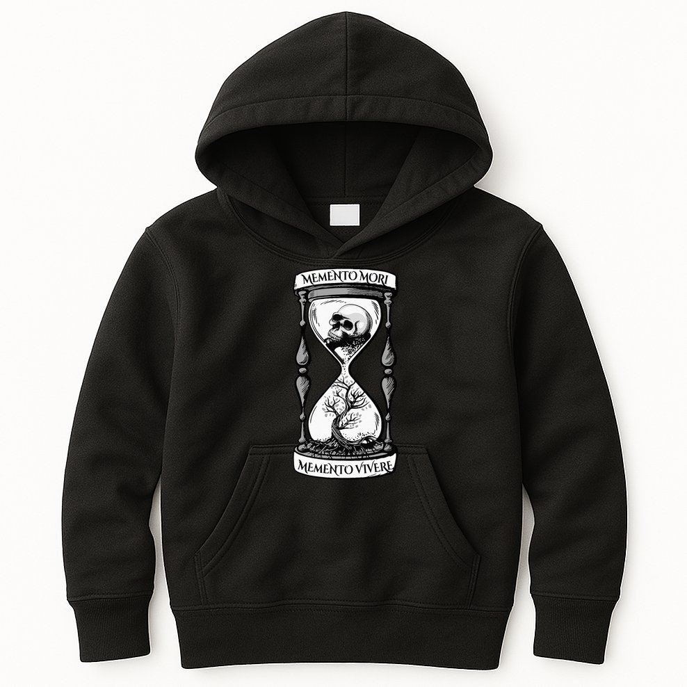 Memento Mori Memento Vivere Skull Design Stoic Memento Mori Kids Hoodie