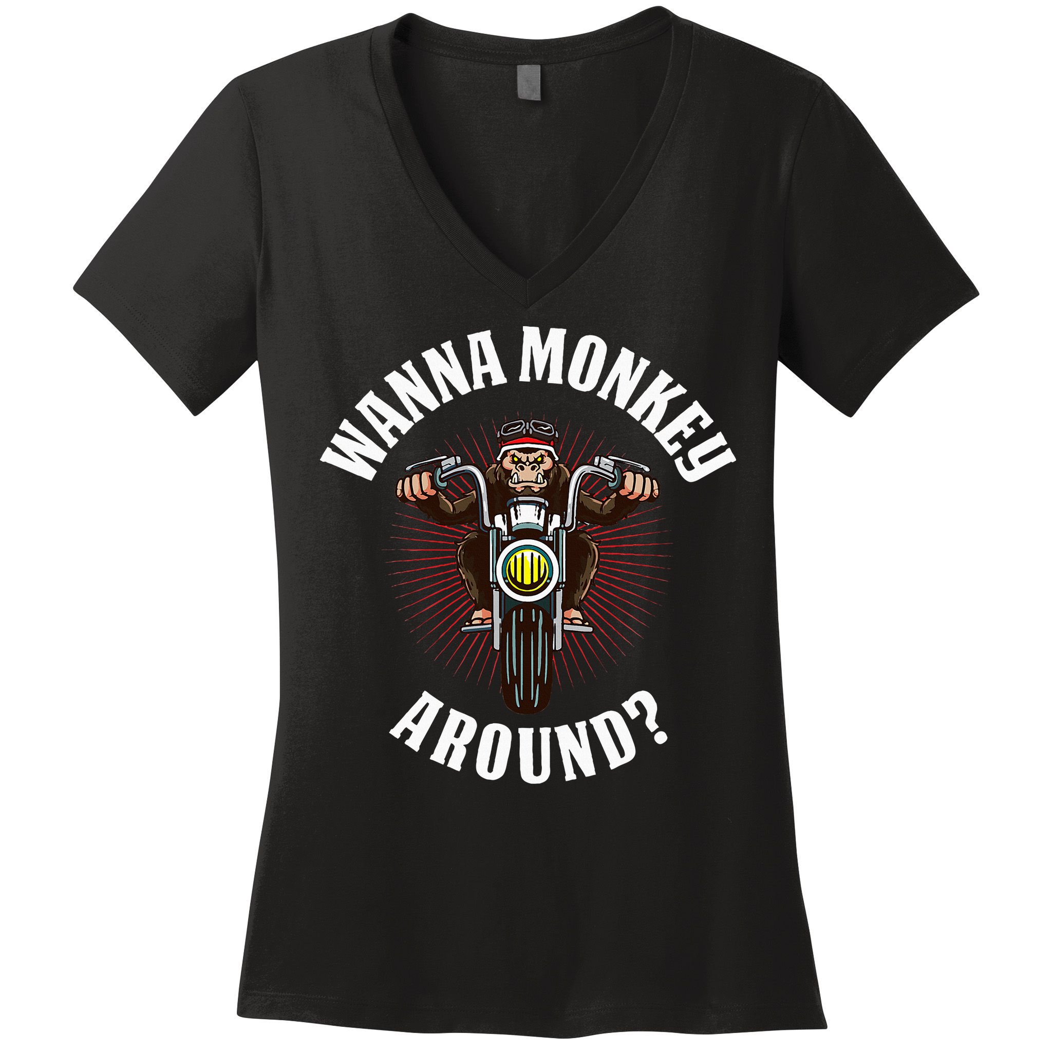 Monkey Motorcycle Women's V-Neck T-Shirt