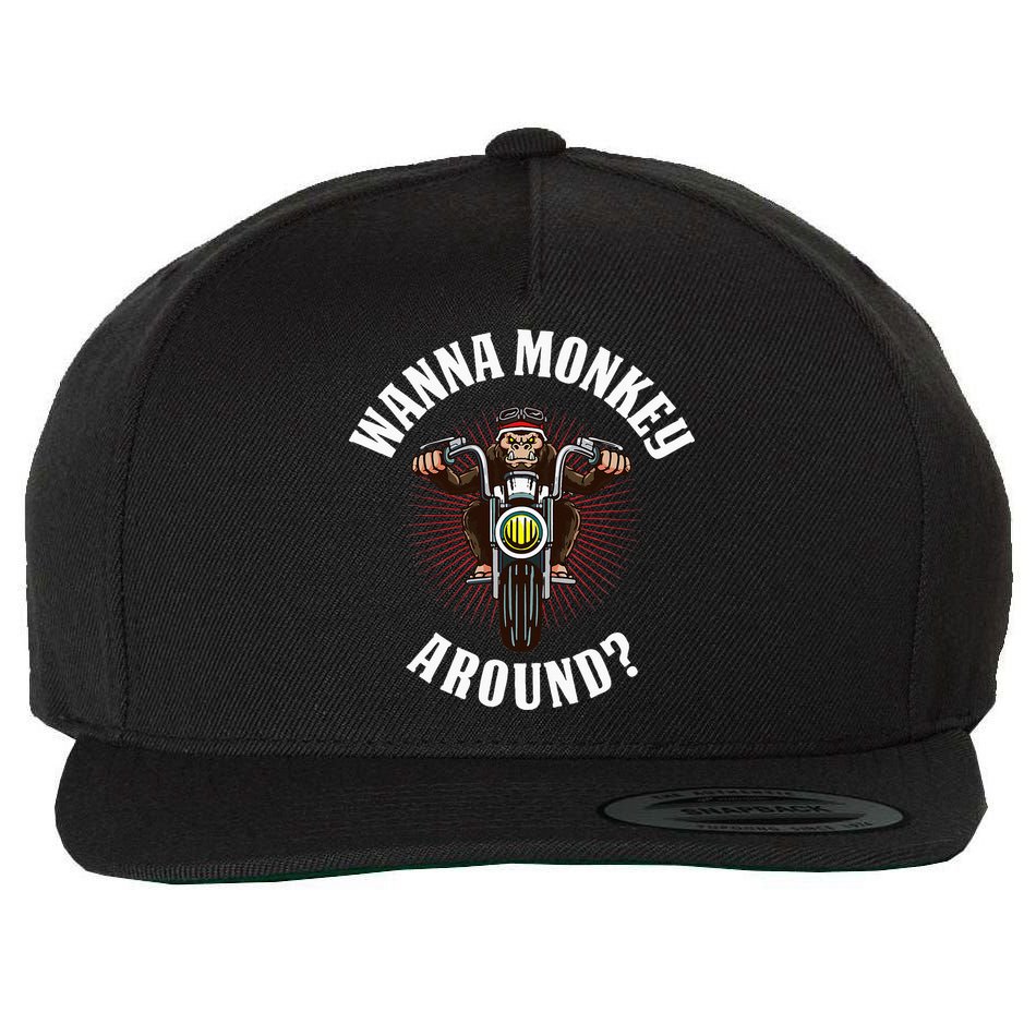 Monkey Motorcycle Wool Snapback Cap