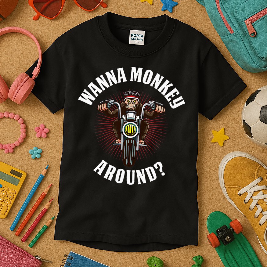 Monkey Motorcycle Kids T-Shirt