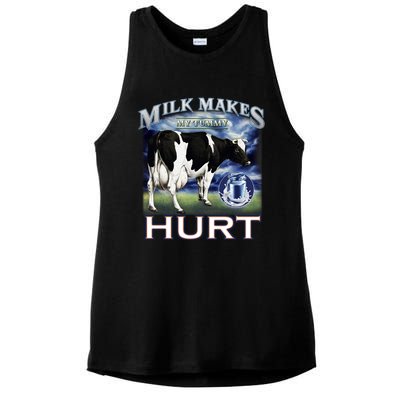 Milk Makes My Tummy Hurt Funny Meme Lactose Tolerant Gift Ladies PosiCharge Tri-Blend Wicking Tank