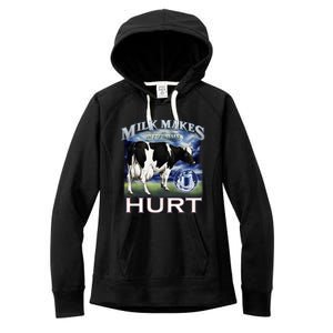 Milk Makes My Tummy Hurt Funny Meme Lactose Tolerant Gift Women's Fleece Hoodie