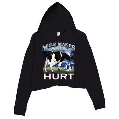 Milk Makes My Tummy Hurt Funny Meme Lactose Tolerant Gift Crop Fleece Hoodie