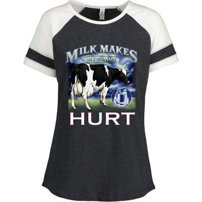 Milk Makes My Tummy Hurt Funny Meme Lactose Tolerant Gift Enza Ladies Jersey Colorblock Tee