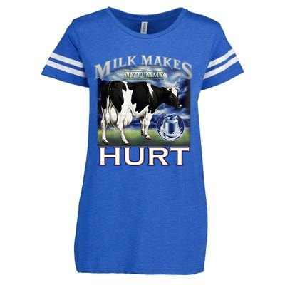 Milk Makes My Tummy Hurt Funny Meme Lactose Tolerant Gift Enza Ladies Jersey Football T-Shirt