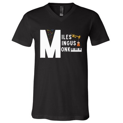 Miles Mingus Monk Famous Jazz Orchestra We Gonna Blow V-Neck T-Shirt