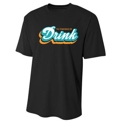 Miami Makes Me Drink Gift For Football Fan Sport Performance Sprint T-Shirt