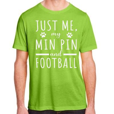 Me My Min Pin And Football Mama Funny Dog Lover Humor Adult ChromaSoft Performance T-Shirt