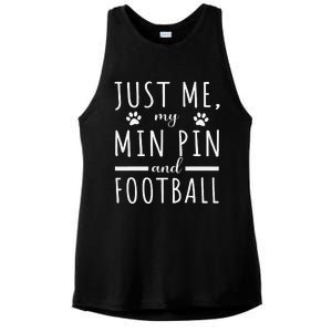 Me My Min Pin And Football Mama Funny Dog Lover Humor Ladies PosiCharge Tri-Blend Wicking Tank