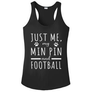 Me My Min Pin And Football Mama Funny Dog Lover Humor Ladies PosiCharge Competitor Racerback Tank