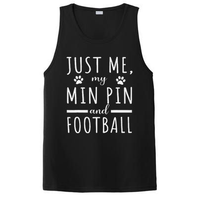 Me My Min Pin And Football Mama Funny Dog Lover Humor PosiCharge Competitor Tank