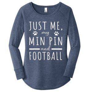 Me My Min Pin And Football Mama Funny Dog Lover Humor Women's Perfect Tri Tunic Long Sleeve Shirt